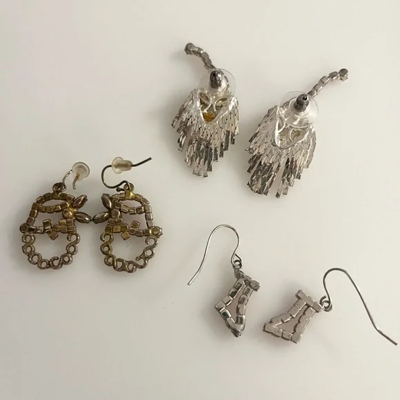 Holiday Christmas Vintage Santa Clause Stocking Gem Rhinestone Earrings - Picture 15 of 16